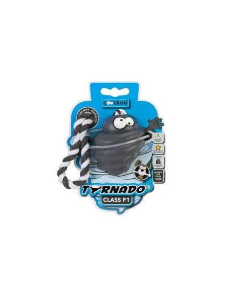 Jouet pour chien Coockoo Tornado gris de Ebi avec corde. Possibilité d'insérer des friandises.