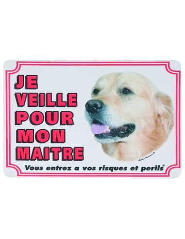 Panneau Golden Retriever de Flamingo : "Je veille pour mon Maitre".
