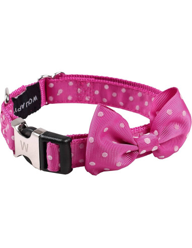 Collier pour chat à pois "Noeud Papillon" rose de Wouapy.