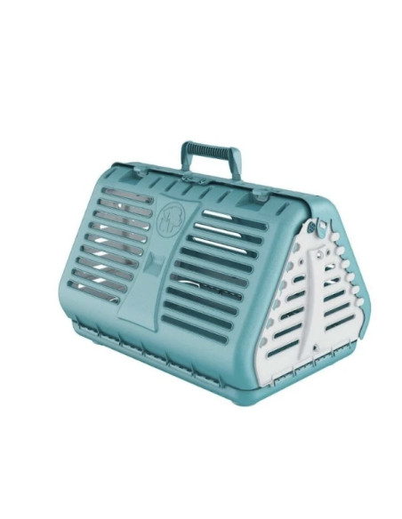 Caisse de transport pliable bleue de rotho pour chat et chien