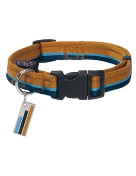Collier pour chien marron et bleu Derby en nylon de Bobby.